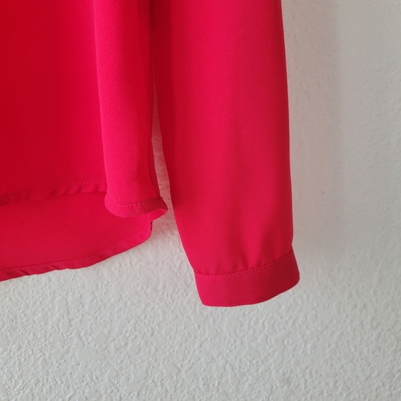 Candie's Hot Pink Long Sleeve Beaded Collar Blouse Sz XS | Going Out Top 2010's - Picture 5 of 7